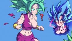 breasts dragon_ball dragon_ball_super female_saiyan fusion kairu2k kefla legendary_super_saiyan potara_earrings saiyan son_goku super_saiyan super_saiyan_2 super_saiyan_blue universe_6/universe_7