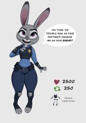 1girls anthro clothing judy_hopps qupostuv35 rabbit solo_female strip_game undressing zootopia