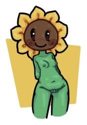 2023 breasts female female_only flora_fauna flower freckles mob_face navel nipples omoban plant plant_girl plantie plants_vs_zombies pussy self_upload simple_background simple_shading slightly_chubby smile solo solo_female sunflower sunflower_(pvz) thighs