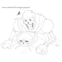 2021 abosinsin anger_vein angry animated_skeleton blush brother brother/brother brother_and_brother brothers english_text from_behind grabbing_hand grabbing_hands hand_on_hand hands_grab imminent_sex implied_sex incest male male/male male_only monochrome papyrus sans skeleton sweat sweating text thought_bubble undertale undertale_(series)