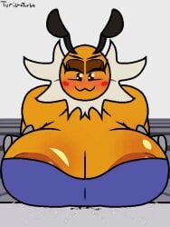 animated anthro asphyxiation asphyxiation_by_breasts beat_banger bee big_breasts breast_attack breast_play breast_smother furry insect_girl insect_humanoid insects kacia_(turismoturbo) large_breasts larger_female macro mob_face slamming slamming_body smothering turismoturbo