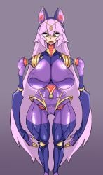 ass_visible_through_thighs automata_(fate/grand_order) fate_(series) female huge_ass huge_breasts implied_transformation large_breasts nikujuu_uc post_transformation robot_girl robotization tamamo_no_mae_(fate) thick_thighs transformation wide_hips