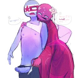 1boy 1girls china_(countryhumans) countryhumans countryhumans_girl imminent_penectomy north_korea_(countryhumans) oceanic_pallete scissors