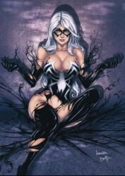 alien artist_signature big_breasts black_cat_(marvel) breasts cedric_humbert curvy curvy_female diabolumberto felicia_hardy female female_only leandro_oliveira light-skinned_female marvel marvel_comics mask symbiote tagme venom venom_(marvel) voluptuous voluptuous_female white_hair wide_hips