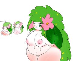 absurd_res accessory anthro anthrofied areola big_areola big_breasts blush bodily_fluids breasts chubby_female cum cum_on_breasts elemental_creature female female/female flora_fauna flower flower_in_hair fur generation_4_pokemon genitals green_eyes green_hair hair hair_accessory hi_res land_forme_shaymin leaf leaf_hair legendary_pokemon long_hair mammal miyang_draws! nintendo nipples nude one_eye_closed overweight overweight_female penis pink_nipples plant plant_hair pokémon_(species) pokemon pokemon_(species) pokemorph pseudo_hair puffed_cheeks pussy shaymin shaymin_(land_form) short_stack standing sweat sweatdrop thick_thighs white_body white_fur