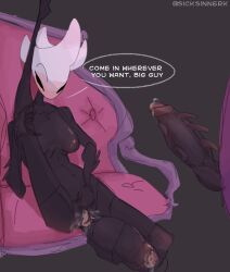 big_breasts big_cock big_dick black_body emilitia exotic_penis hollow_knight hospitality insects shy sicksinner_(artist) video_game_character video_games