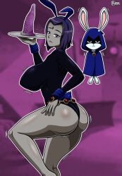 ... 1girls anthro ass big_ass big_breasts big_butt breasts bunny_ears bunny_girl cartoon_network clothed clothing dc dc_comics dildo female female_only forehead_jewel grey_body grey_skin large_breasts leotard looking_at_viewer looking_back nipple_bulge normi rachel_roth raven_(dc) short_hair solo solo_female standing teen_titans tentacle_dildo