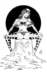 1girls 2010 alternate_version_available cyclone_(dc) dc dc_comics female female_only inked justice_society_of_america maxine_hunkel michael_powell monochrome solo tagme uncensored