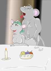 angelina_ballerina anthro breasts female gay_rat glasses grey_fur male miss_mimi mouse nude open_mouth sex straight tagme toony