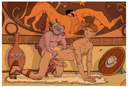 2boys anal ancient_greek_painting bent_over boner disney doggy_style erect_while_penetrated erection furronika gay hercules_(character) hercules_(disney) human human_on_humanoid humanoid interspecies interspecies_yaoi light-skinned_male light_skin male male_only male_penetrated mature mature_male multiple_males nude penis philoctetes satyr sex tagme yaoi