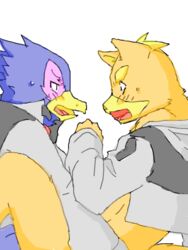 anthro color falco_lombardi fox fox_mccloud fur furry furry_only gay interspecies male male_only multiple_males pheasant side_view star_fox tagme yaoi