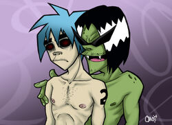 2005 2d_(gorillaz) ace_copular blue_hair cartoon_network cmo_(artist) crossover gorillaz musician powerpuff_girls