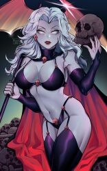 2023 artist_request chaos_comics coffin_comics curvaceous curvy_body curvy_female curvy_figure death_(personification) female_focus female_only grim_reaper hi_res lady_death long_hair queen_of_the_dead scythe skull_head voluptuous_female white_hair white_sclera