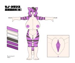 anthro barefoot big_breasts breasts close-up feet felid female genitals huge_breasts komenuka_inaho mammal nipples nude pantherine purple_nipples pussy smile solo spread_arms t-pose tagme tiger zeno_(komenuka_inaho)