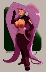 1girls aamonns areolae ass big_breasts breasts breasts_out entrapta long_hair nipples pink_eyes pink_hair she-ra_and_the_princesses_of_power solo twintails