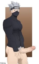 balls big_balls big_penis boner erection hatake_kakashi male_only muscular muscular_male naruto naruto_(series) naruto_shippuden pecs penis pubic_hair solo solo_male vikifox_(artist) white_hair white_pubic_hair