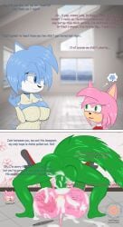 2d ahe_gao amy_rose ash_the_sable big_tail bigger_male blue_eyes blue_fur body_writing chloe_the_hedgehog choker closed_gestalt contraceptive_failure cum_drip cum_in_pussy cum_on_ass cum_on_balls cum_on_floor destroyed_anus destroyed_pussy dialogue fan_character felt_tip green_eyes green_fur huge_balls huge_breasts huge_cock impregnation lots_of_cum male_penetrating_female mating_press milf mobian_(species) oc original_character ovum pink_fur shy shy_smile slap_mark sonic_(series) sonic_oc sperm_cell tail yoga_instructor