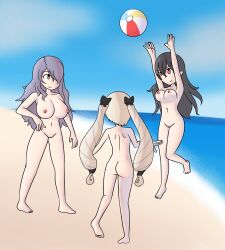 3girls alternate_color alternate_hair_color armpits ass asscheeks ball barefoot beach beach_ball big_breasts black_hair blonde_hair bouncing_ass bouncing_breasts breasts brown_eyes camilla_(fire_emblem) clitoris collarbone completely_naked completely_naked_female completely_nude completely_nude_female confidently_naked corrin_(fire_emblem) corrin_(fire_emblem)_(female) dat_ass elise_(fire_emblem) exhibitionism exhibitionist feet female female_only fire_emblem fire_emblem_fates innie_pussy jiggling_ass jiggling_breasts kneepits large_breasts long_hair medium_breasts mrwings multiple_girls naked naked_female naked_females navel nintendo nipples no_sex nonsexual_nudity nude nude_beach nude_female nude_female_nude_female nudist nudist_beach nudity ocean outdoors purple_hair pussy red_eyes sand sexy_beach siblings sisters size_difference soles source_request suggestive suggestive_pose teasing_viewer toes twintails