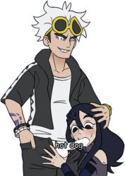 censored clothed funny guzma_(pokemon) male oral_sex penis pokemon pokemon_sm sucking_penis