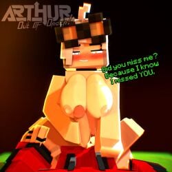 1boy 1girls 3d arthur32 big_breasts bottomless breasts clothing dialogue female freckles goggles goggles_on_head grace_(ender2435) heart-shaped_pupils hoodie huge_breasts jacket looking_at_viewer male male_pov mex_arthur_(arthur32) mine-imator minecraft nipples nude nude_female penis pov talking_to_viewer text white_hair