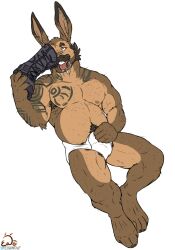 1boy 2023 absurd_res anthro arm_tattoo arm_tuft armpit_hair barbell_piercing biceps big_feet body_fur body_hair body_tattoo boots briefs briefs_only brown_fur bulge chest_hair chest_tattoo clothed clothing drooling ear_piercing elbow_tuft erection_under_bottomwear exawolf facial_hair feet fondling footwear hairy_arms hairy_legs hi_res lagomorph leather leather_boots leather_clothing leather_footwear leporid male male_nipples male_only mammal masculine mature_male musclegut muscles muscular_legs muscular_male mustache nipple_piercing open_mouth pecs piercing pubes rabbit reclining saliva shoulder_tattoo sideburns simple_background sniffing solo stubble tattoo tighty_whities tongue tongue_out topless triceps tuft underwear underwear_only white_background white_briefs white_clothing white_underwear