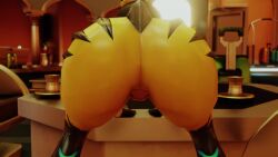 3d animated ass ass_focus ass_shake b.va blizzard_entertainment bodysuit d.va female from_behind hana_song huge_ass jiggle kishi overwatch shiny shiny_clothes skin_tight solo tagme twerking video