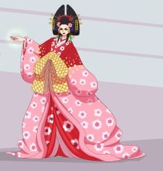 absurdres artist_request black_hair female female_only highres japanese_clothes kimono komurasaki kozuki_hiyori nihongami oiran one_piece prostitute smile wano_country