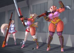 ass_expansion before_and_after breast_expansion corruption eye_color_change female female_combatant fox_girl hair_color_change hair_growth high_heels huge_ass huge_breasts identity_death lip_expansion lurkergg monsterification muscle_growth oni skin_color_change species_transformation sword thick_lips thick_thighs thigh_expansion transformation transformation_sequence weapon wide_hips