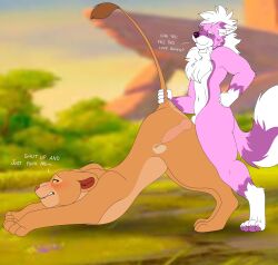 absurd_res anthro anthro_on_feral disney english_text felid female feral friztwolf hi_res leoafterhour lion male male/female mammal nala profanity text the_lion_king zoophilia