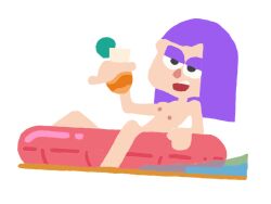 1girl casual casual_nudity duolingo edit floaty goth_girl lily_(duolingo) no_outlines nonsexual_nudity nude pink_nipples solo_female water