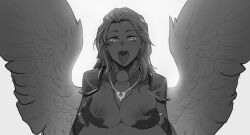 angel angel_wings black_and_white breasts gisela gisela_blade_of_the_goldnight less magic_the_gathering nipples paizuri titfuck titjob