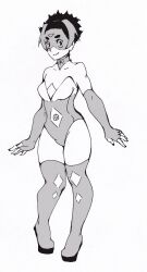 1girls 2015 armwear bunnysuit cartoon_network collar gem_(species) gem_fusion latex line_art lowres peridot_(gem) rose_quartz_(gem) steven_universe stevidot_(steven_universe) swallow_(artist) thigh_boots