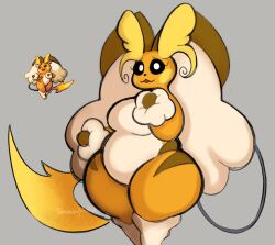 1girls anthro artist_signature big_breasts black_nose breasts chubby chubby_female fakemon featureless_breasts female female_only fur fusion generation_1_pokemon generation_4_pokemon hair hybrid lagomorph lopunny mammal nintendo open_mouth pokémon_(species) pokemon pokemon_(species) raichu raichu-lopunny simple_background smokey_blokey solo_female tail thick_thighs voluptuous wide_hips