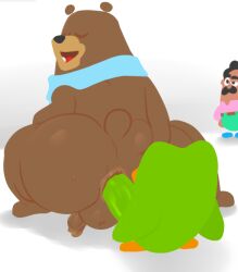 3boys anal anal_sex anthro ass avian bear bird brown_body brown_fur duo duo_(duolingo) duolingo falstaff_(duolingo) fur gay green_body green_fur lostwisdom male male/male male_only mammal mascot no_outlines oscar_(duolingo) owl penetration