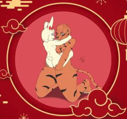 animated anthro bunny chinese_new_year chinese_zodiac futanari gif loop mr_lewdologist size_difference tiger