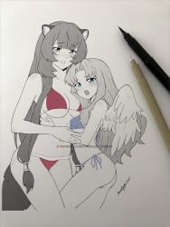 2girls angel angel_wings animanghayodraw before_sex big_breasts bikini blue_bikini blue_eyes breasts doodle ears_up female female/female female_focus female_only filo gray_hair long_hair multiple_girls pink_eyes raccoon raccoon_girl raphtalia red_bikini seducing seductive seductive_eyes seductive_look seductive_mouth seductive_smile sketch_page small_breasts tail tate_no_yuusha_no_nariagari teenage_girl teenager the_rising_of_the_shield_hero wings