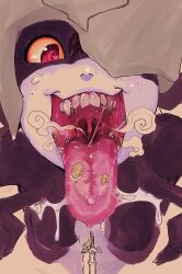 1girls close-up dirty hypeishimaru licking_screen midna open_mouth portrait post_vore saliva solo the_legend_of_zelda tongue tongue_out twilight_princess vore