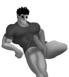 1boy abs absurd_res bara biceps corruptshark dark_eyes dark_hair diphallia diphallism dragon_cock dragon_penis glitch grey_body male male_only monster monster_cock multi_penis muscles muscular muscular_male pecs penis ripped_clothing shark_humanoid shark_teeth sharp_teeth short_hair slit solo symbiote t-shirt teeth thighs tongue tongue_out yaoi