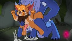 16:9 against_surface against_wall anthro big_dom_small_sub blue_body blue_fur bodily_fluids crying cum cum_in_ass cum_inside dominant duo ejaculation forced fur genital_fluids genitals gnar kakau221 league_of_legends male male/male orange_body orange_fur penis rape riot_games size_difference tail tears warwick widescreen yordle