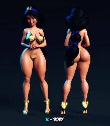 1001_nights 1girls 3d aladdin big_ass big_breasts black_hair breasts brown_body brown_eyes brown_skin busty curvaceous curvy curvy_figure dark-skinned_female dark_skin disney disney_princess female female_only high_heels hourglass_figure large_breasts lipstick long_hair princess_jasmine tan_skin thick_thighs thighs toned toned_female urqqurqq very_long_hair voluptuous wide_hips