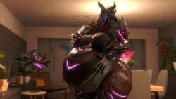 big_belly big_breasts breasts coolmaster98 female hyper_belly obese overweight tagme voruna_(warframe) warframe