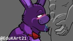 2boys 2d 2d_(artwork) 2d_animation abs animated balls blowjob blush bonnie_(fnaf) bow_tie closed_eyes duo ears_up edukart21 erection five_nights_at_freddy's flushed fnaf fur gay genitals grey_body guard half-closed_eyes hand_on_hip human lagomorph leporid licking licking_penis male male/male male_only mammal muscular narrowed_eyes night_guard_(fnaf) no_sound open_mouth oral penile penis penis_lick purple_body purple_fur rabbit saliva scottgames sex short_playtime slime sucking tagme tongue tongue_out video video_games