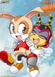 bbmbbf bottomless charmy_bee clothing cream_the_rabbit cub cum cum_in_pussy cum_inside dress flying mobius_unleashed no_panties sonic_(series) young