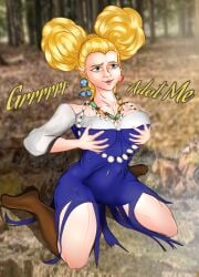 blonde_hair clothed frankoelkato goldilocks goldilocks_(puss_in_boots) grabbing_own_breast puss_in_boots_the_last_wish solo