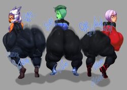 2d 3girls ahsoka_tano ass ass_clapping ass_focus bent_over big_ass big_breasts bodysuit bottom_heavy bouncing_ass breasts bubble_butt busty clapping_cheeks clothing crossover d'vana_tendi fat_ass female female_only green-skinned_female green_hair green_skin huge_ass huge_breasts large_ass large_breasts looking_at_viewer looking_back motion_blur nipple_bulge orange-skinned_female orange_skin orion_(species) pink_hair raizengax riderx sabine_wren star_trek star_trek_lower_decks star_wars star_wars_rebels the_clone_wars:_season_seven thick_ass thick_thighs thunder_thighs togruta twerking wide_hips