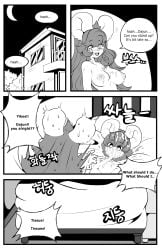 after_sex age_difference anthro bedroom big_breasts big_ears big_sister blush bodily_fluids breasts breath brother_and_sister censored comic cum cum_on_face duo english_text female fur genital_fluids hair hi_res incest korean_text little_brother looking_pleasured male male/female mammal monochrome nude older_sister panting rodent sciurid size_difference smaller_male sweat text tod_d tree_squirrel young younger_brother younger_male