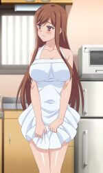 apron apron_lift apron_only female naked_apron overflow_(series) screencap screenshot shirakawa_ayane stitched