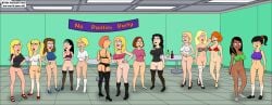 14girls 6+girls aged_up akiko_yoshida american_dad bikini bikini_top blonde_hair boots bottomless bra brown_hair cindi_(family_guy) connie_d'amico crossover erect_nipples family_guy female female_only francine_smith gina_golddigger gina_jabowski hayley_smith high_heels lana_lockhart lindsay_coolidge lisa_silver lois_griffin meg_griffin multiple_girls nipples_visible_through_clothing no_panties orgy paradise_pd party red_hair roberta_tubbs rock_and_roll_sherpa_(francine_smith) sexfightfun shirt shoes slippers socks stockings tan tan_line the_cleveland_show thigh_boots yuri