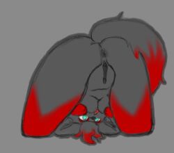 anthro anthrofied anus ass axelarion black_fur female fur furry furry_only nintendo pokémon_(species) pokemon pokemon_(species) pussy red_fur solo tail zorua