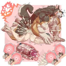 abs anal anal_sex anthro anthro_dominating_human anthro_penetrating anthro_penetrating_human big_dom_small_sub big_muscles big_pecs big_penis black_hair blush bodily_fluids breath brown_body brown_fur canid canine canis chan_kiti_chan_(artist) chibi cum cum_drip cum_everywhere cum_in_hair cum_on_back cum_on_body doggy_style dominant dominant_anthro dominant_male dripping drooling duo ejaculation excessive_cum excessive_genital_fluids facial_scar from_behind_position fur genital_fluids genitals gesture grin hair hand_holding heart hi_res holding_partner human human_on_anthro human_penetrated impregnation inflation internal interspecies looking_pleasured male male/male male_impregnation male_penetrated male_penetrating male_penetrating_male mammal messy multicolored_body multicolored_fur multiple_ova muscular muscular_anthro muscular_male nude pecs penetration penile penile_penetration penis penis_in_ass pregnant pregnant_male saliva scar sex sharp_teeth size_difference smaller_human smaller_male smaller_penetrated smile sperm_cell stomach_bulge submissive submissive_human submissive_male sweat teeth thumbs_up white_body white_fur wolf